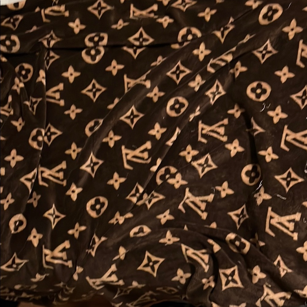 Louis Vuitton Chocolate and Cream Monogram Throw